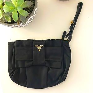 Prada Satin Bow Wristlet Tessuto